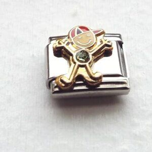August birthstone happy boy 9mm stainless steel Italian charm bracelet link new